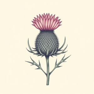 Pastel Color Thistle Tattoo