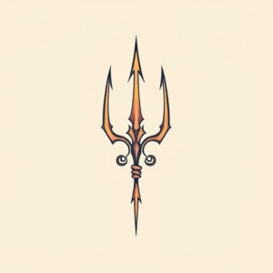 Pastel Color Trident Tattoo
