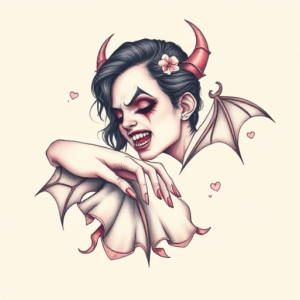 Pastel Color Vampire Tattoo