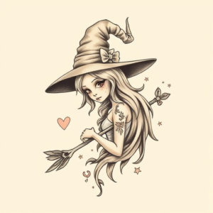 Pastel Color Witch Tattoo