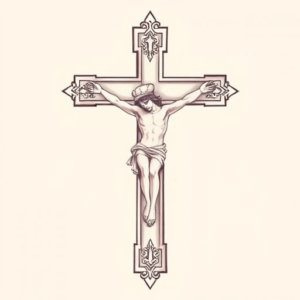 Pastel Crucifix Tattoo