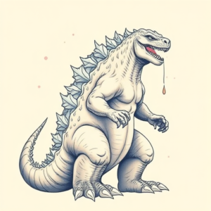 Pastel Godzilla Tattoo