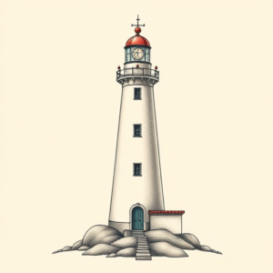 Pastel Lighthouse Tattoo