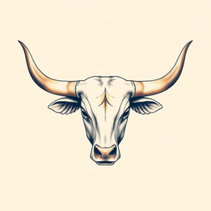 Pastel Longhorn Tattoo