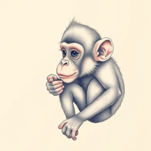 Pastel Monkey Tattoo