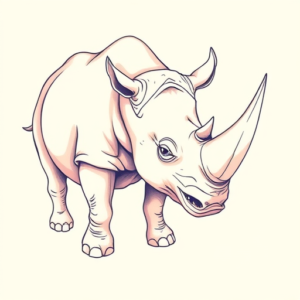 Pastel Rhino Tattoo