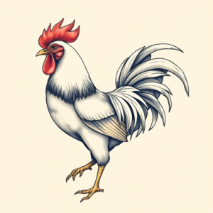 Pastel Rooster Tattoo