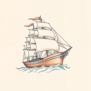 Pastel Ship Tattoo