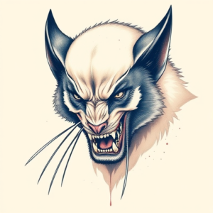 Pastel Wolverine Tattoo