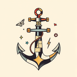 Patchwork Anchor Tattoo