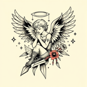 Patchwork Angel Tattoo