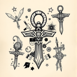 Patchwork Ankh Tattoo