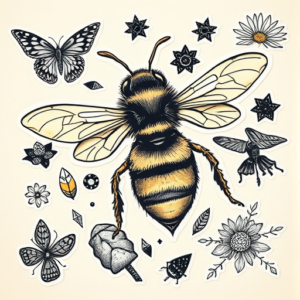 Patchwork Bee Tattoo