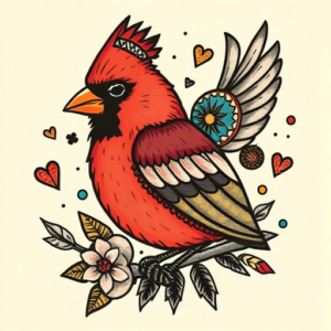 Patchwork Cardinal Tattoo