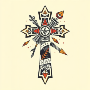 Patchwork Cross Tattoo