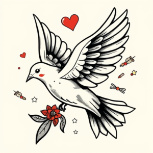 Patchwork Dove Tattoo