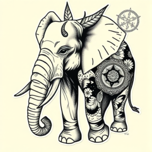 Patchwork Elephant Tattoo