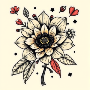 Patchwork Flower Tattoo