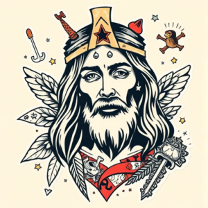 Patchwork Jesus Tattoo