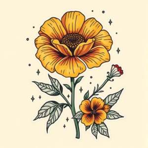 Patchwork Marigold Tattoo