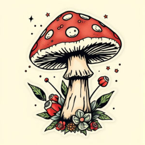 Patchwork Mushroom Tattoo
