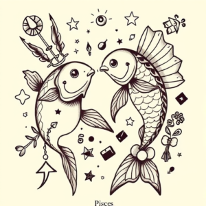 Patchwork Pisces Tattoo