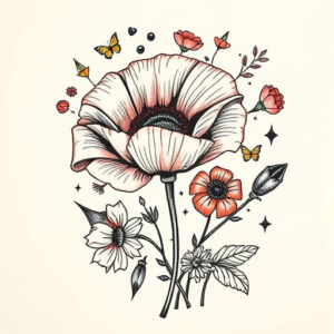 Patchwork Poppy Tattoo