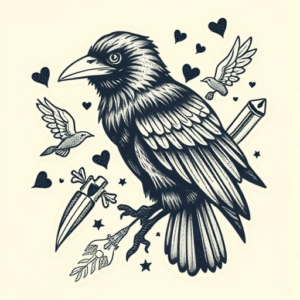 Patchwork Raven Tattoo