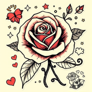 Patchwork Rose Tattoo