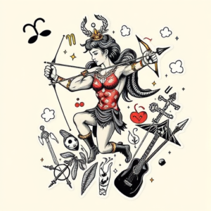 Patchwork Sagittarius Tattoo