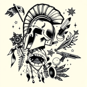 Patchwork Spartan Tattoo