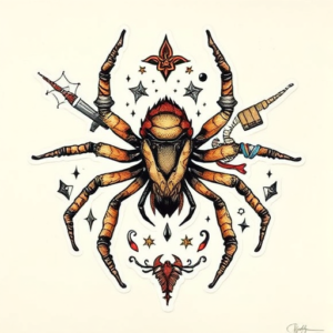 Patchwork Spider Tattoo