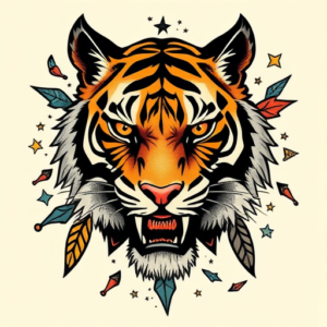 Patchwork Tiger Tattoo