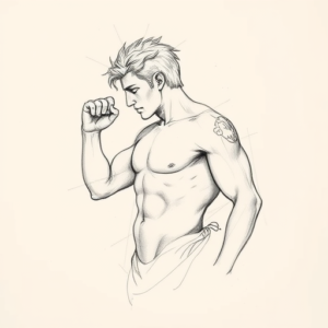 Pencil And Marker Outline Achilles Tattoo