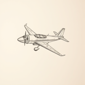 Pencil And Marker Outline Airplane Tattoo