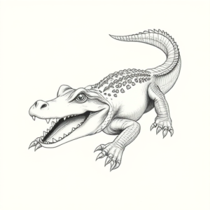 Pencil And Marker Outline Alligator Tattoo