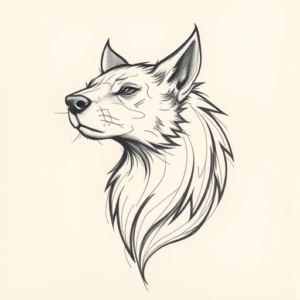 Pencil And Marker Outline Animal Tattoo