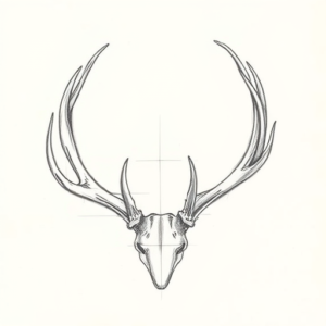 Pencil And Marker Outline Antler Tattoo