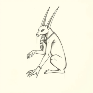 Pencil And Marker Outline Anubis Tattoo