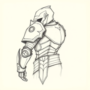 Pencil And Marker Outline Armor Tattoo