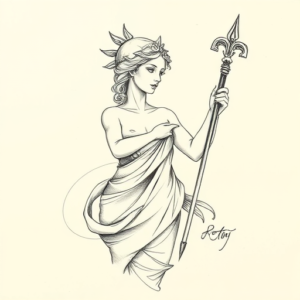 Pencil And Marker Outline Artemis Tattoo
