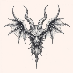 Pencil And Marker Outline Baphomet Tattoo