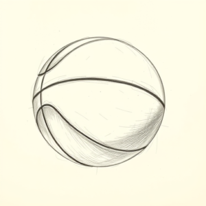 Pencil And Marker Outline Basketball Tattoo