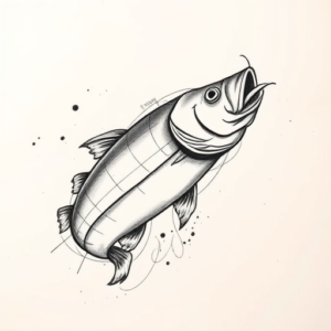 Pencil And Marker Outline Bass Tattoo