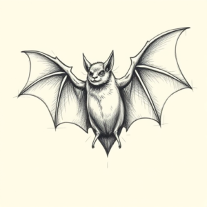 Pencil And Marker Outline Bat Tattoo