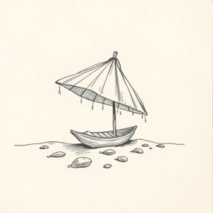 Pencil And Marker Outline Beach Tattoo