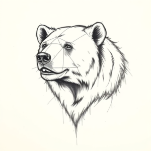Pencil And Marker Outline Bear Tattoo