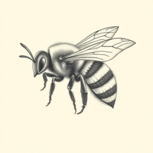 Pencil And Marker Outline Bee Tattoo