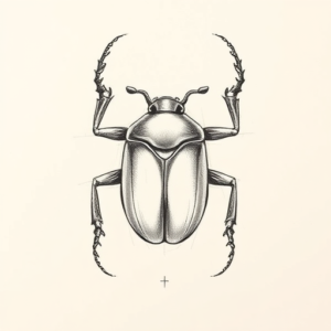 Pencil And Marker Outline Beetle Tattoo