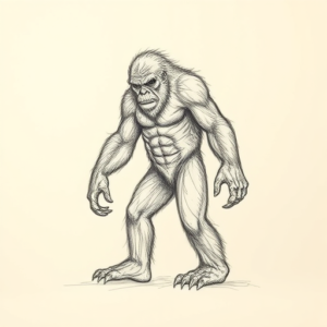 Pencil And Marker Outline Bigfoot Tattoo